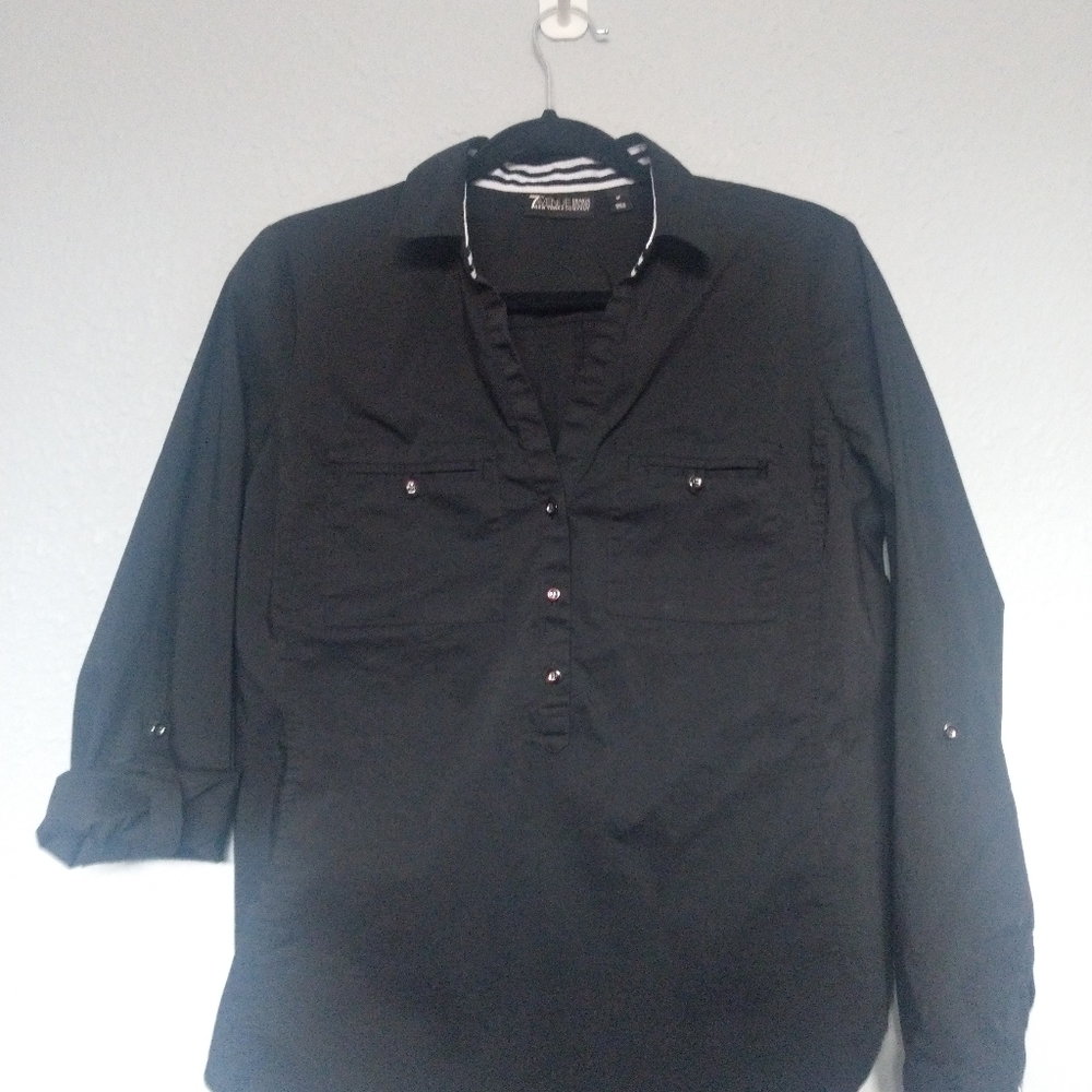 Medium black collared top, professional, NY&Co